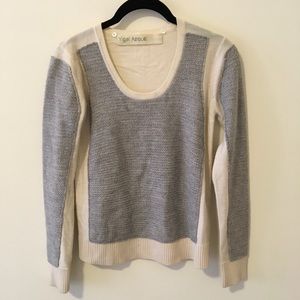 Yigal Azrouel Cream & Grey Merino Wool Sweater- Fits like XS